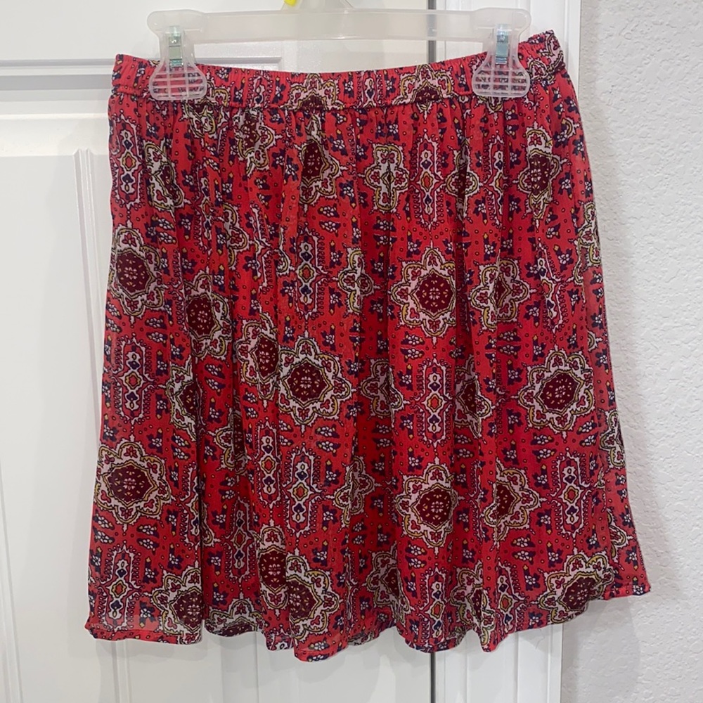 Red Pattern Hollister Mini Skirt